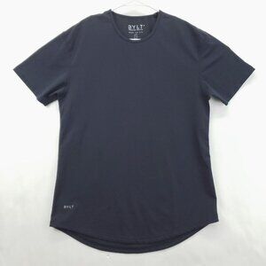 Bylt Drop Cut S/S Lux T-Shirt Men Large Navy Stretch Round Neck Pullover Classic